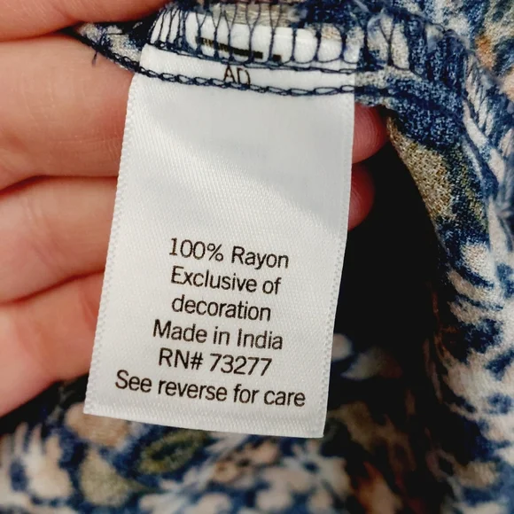 New Sonoma Blue Floral Elastic Scoop Neck Long Sleeves Blouse P600 - Picture 7 of 9